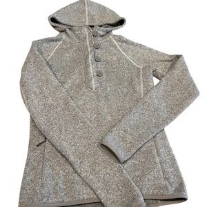 The North Face Pullover Womens Size XS Grey Hood Quarter Button Long Sleeve